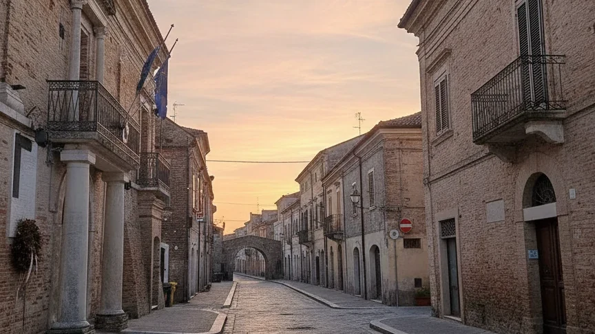 I palazzi storici lungo il corso, con la facciata del Municipio